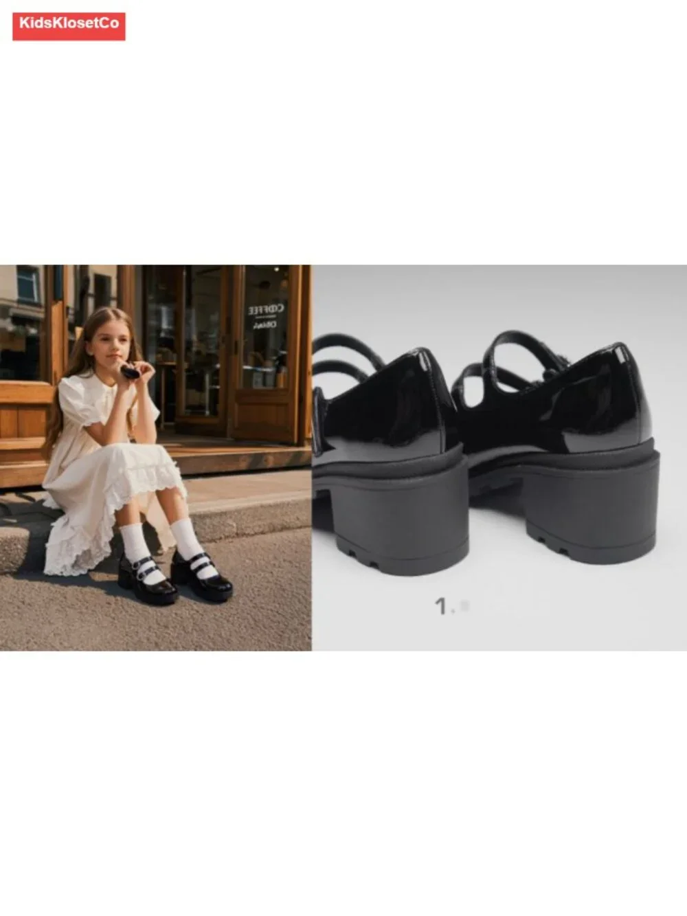 Girls Mary Jane Flats Chunky Heel Faux Leather School Party Dress Shoes Double